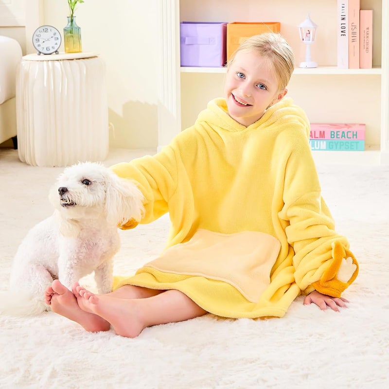 IFNOW Wearable Blanket Hoodie Kids, Oversized Fleece Blanket Sweatshirt Christmas Birthday Gifts for Boys, Girls, Teen Hoodie with Portable Foldable Blanket Pillow Animal Embroidery 5-15 Years Chicken - Image 5