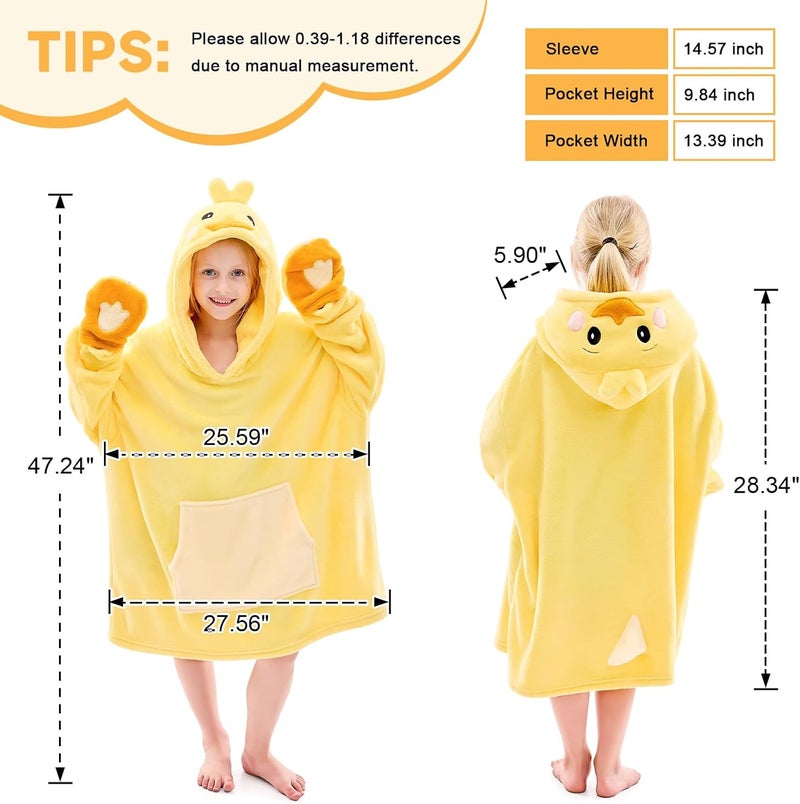 IFNOW Wearable Blanket Hoodie Kids, Oversized Fleece Blanket Sweatshirt Christmas Birthday Gifts for Boys, Girls, Teen Hoodie with Portable Foldable Blanket Pillow Animal Embroidery 5-15 Years Chicken - Image 2