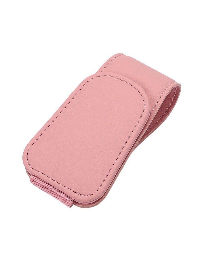 Magnet Adsorbed Sunglass Holder for Car Visor,Leather Car Sunglasses Holder,Car Accessories, Automobile Accessories,Sun Visor Car, Sunglasses Clip for Glasses Cards (1PCS, Pink) - Image 1