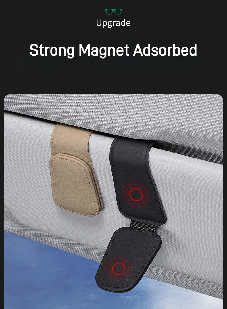 Magnet Adsorbed Sunglass Holder for Car Visor,Leather Car Sunglasses Holder,Car Accessories, Automobile Accessories,Sun Visor Car, Sunglasses Clip for Glasses Cards (1PCS, Pink) - Image 5