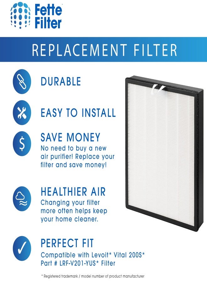 Fette Filter - 2 Pack Replacement Filter Compatible with Levoit Vital 200S Air Cleaner, 3-in-1 True with Activated Carbon Filter Set, Part Number Vital 200S-RF-PA (LRF-V201-YUS) - Image 3