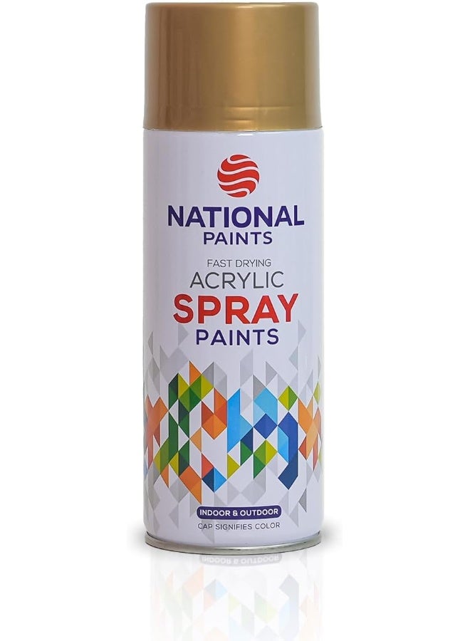 NATIONAL PAINTS Fast Drying Acrylic Spray Paint - Gold-510 - Image 1