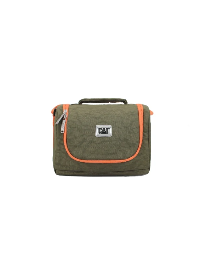 كاتربلر CAT Lunch Bag – 100% Polyester, 5L Capacity, Adjustable Shoulder Strap – Green/Orange