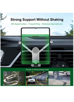 Y&D Car Phone Holder, Aluminum Z Fold 3 Mount Vent Universal Gravity Cell Holder for Samsung Galaxy / 2 S21 S20 Mobile Devices Under 8 inch (Silver)  - Image 2