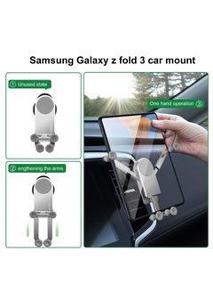 Y&D Car Phone Holder, Aluminum Z Fold 3 Mount Vent Universal Gravity Cell Holder for Samsung Galaxy / 2 S21 S20 Mobile Devices Under 8 inch (Silver)  - Image 3