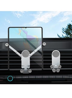 Y&D Car Phone Holder, Aluminum Z Fold 3 Mount Vent Universal Gravity Cell Holder for Samsung Galaxy / 2 S21 S20 Mobile Devices Under 8 inch (Silver)  - Image 1