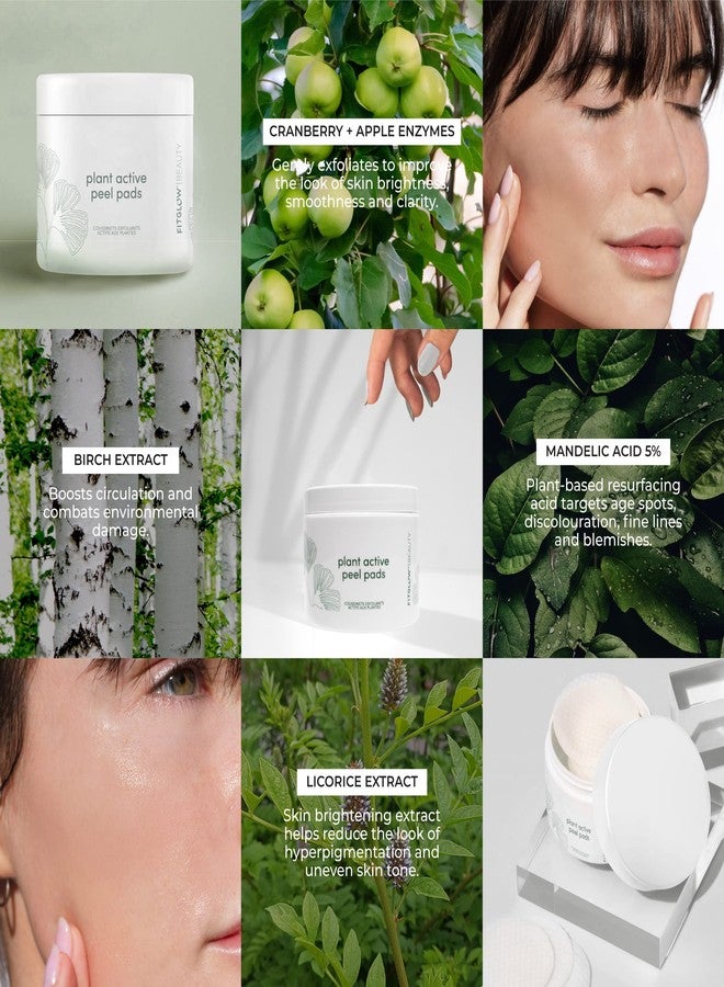 Fitglow Beauty | Plant Active Peel Pads | Mandelic, Salicylic & Citric Acid, Natural & Vegan Face Exfoliating, Skin Resurfacing Facial, Blackhead Remover & Toner Skin Care Wipes | 50 Pads - Image 5