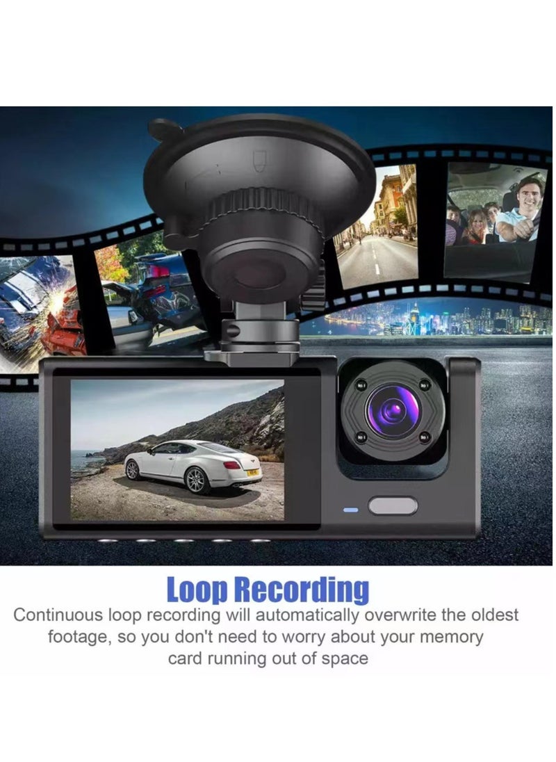 Generic - Car Dual Lens Dash Cam HD 1080P Front/Rear/Inside Video Recorder Camera G-Sensor - Image 1