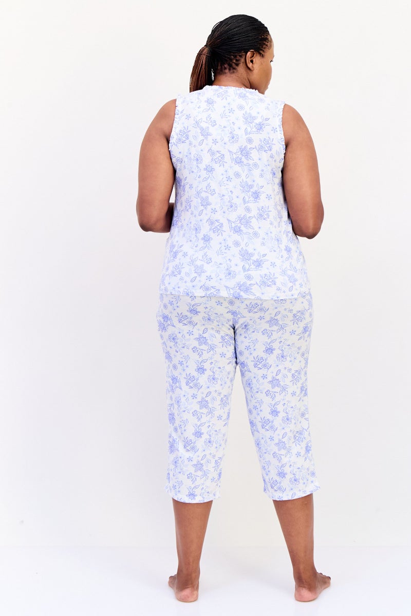 Celestial Dreams Women Plus Size 2 Pieces Floral Print Top And Bottom Pajama Set, Multicolor - Image 3