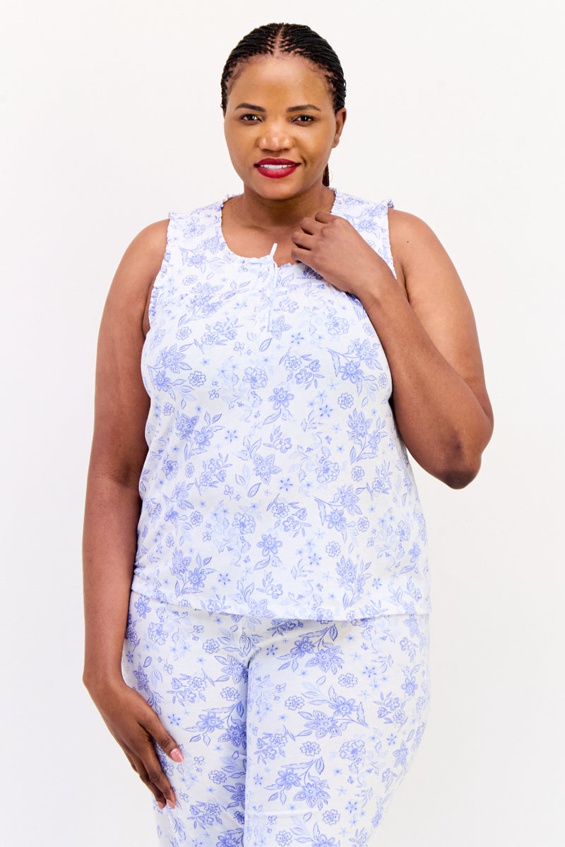 Celestial Dreams Women Plus Size 2 Pieces Floral Print Top And Bottom Pajama Set, Multicolor - Image 2