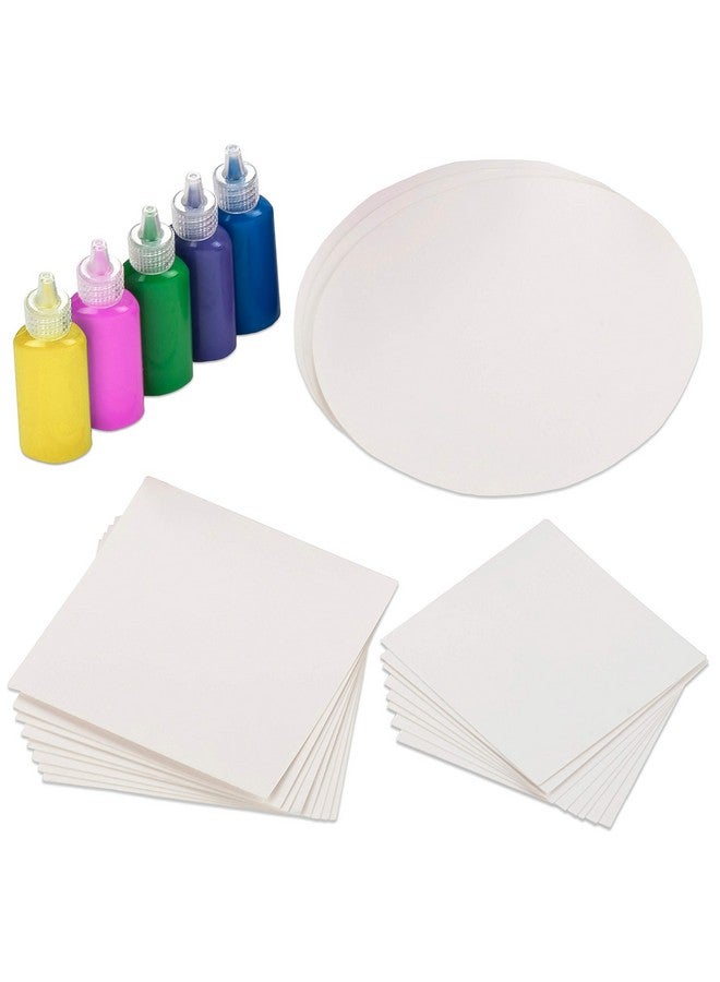 Creative Kids Creative Kids Spin & Paint Refill Pack - 8 x Large Cards - 8 x Small Cards - 4 x Round Cards - 5 Bottles of Colored Paint - Image 1