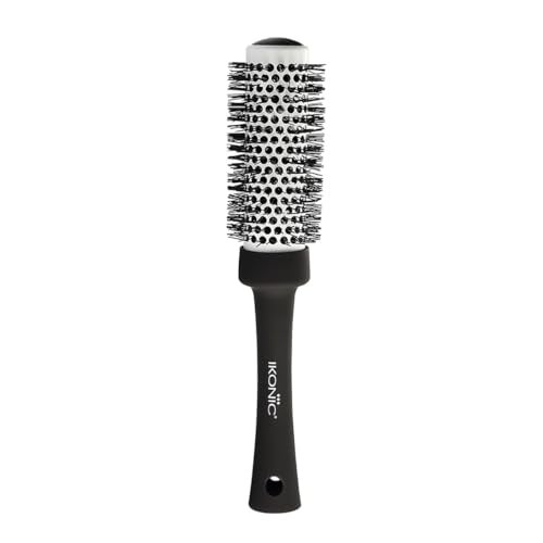 Ikonic Professional Blow Dry Hair Brush with Ionic Techonology for Frizz-Free Styling, Curling, Volumizing & Waves for Women & Men, All Hair Types, Salon & Personal Use - BDB 32 BLACK + WHITE - Image 1