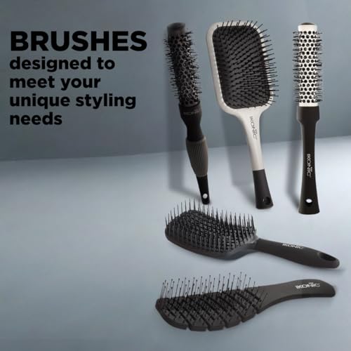 Ikonic Professional Blow Dry Hair Brush with Ionic Techonology for Frizz-Free Styling, Curling, Volumizing & Waves for Women & Men, All Hair Types, Salon & Personal Use - BDB 32 BLACK + WHITE - Image 5