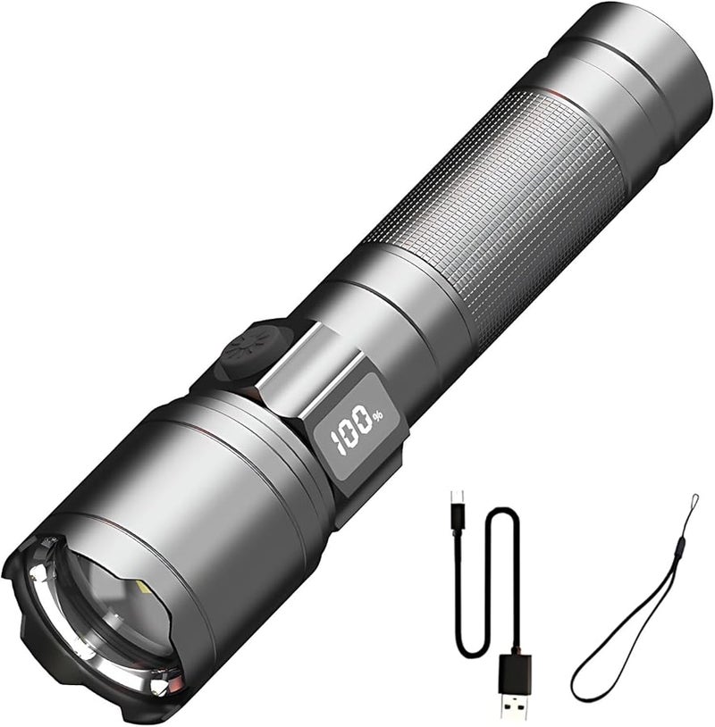 Rechargeable 1200 Lumens Flashlight 3500M Range 5 Modes Type C Aluminum Body - Image 2