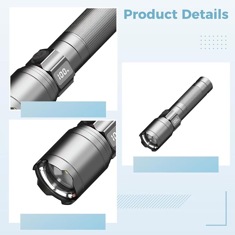 Rechargeable 1200 Lumens Flashlight 3500M Range 5 Modes Type C Aluminum Body - Image 5