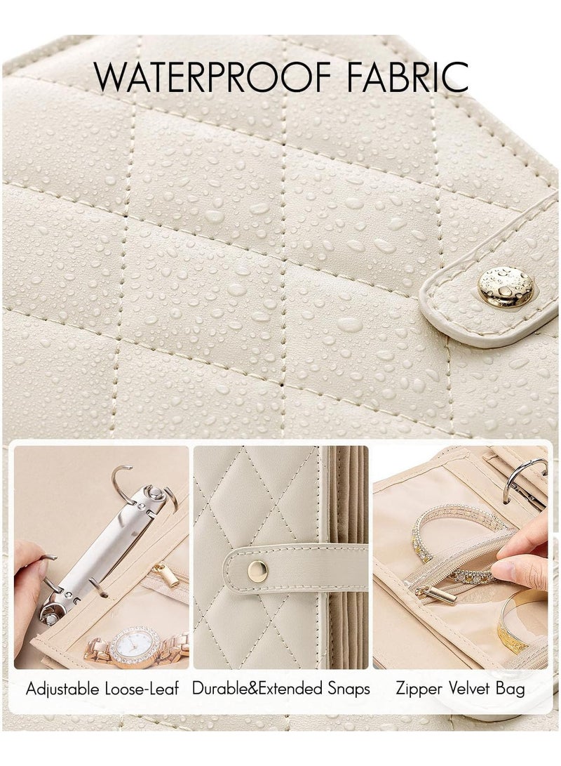 Travel Jewelry Organizer Case, Valentines Day Gifts,Jewelry Storage Book Ring Binder with Clear Zipper Velvet Pouch Bag for Traveling,Rings,Necklace,Earrings,Bracelets Holiday Gifts for Women  - Image 4