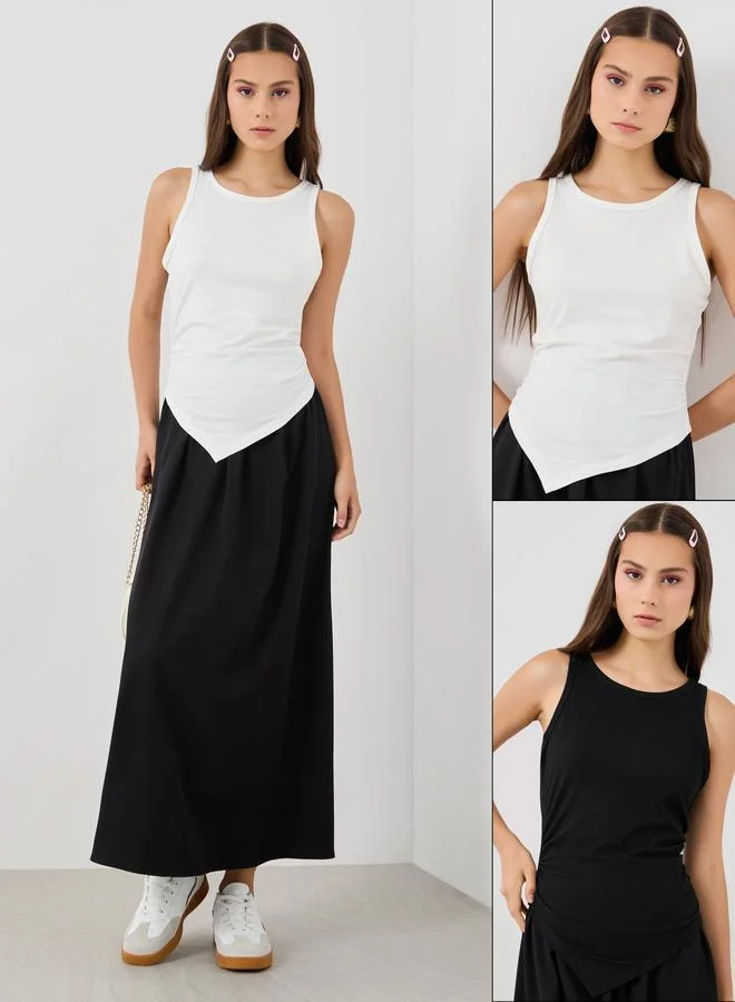 تايك تو Take Two Set of 2 - Solid Asymmetric Hem Cami Top