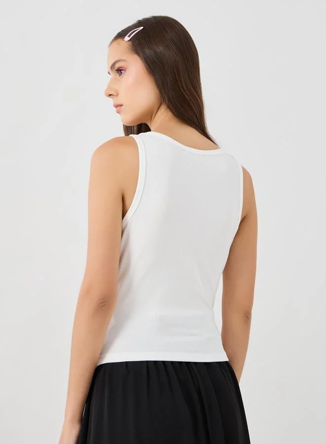 Take Two Take Two Set of 2 - Solid Asymmetric Hem Cami Top