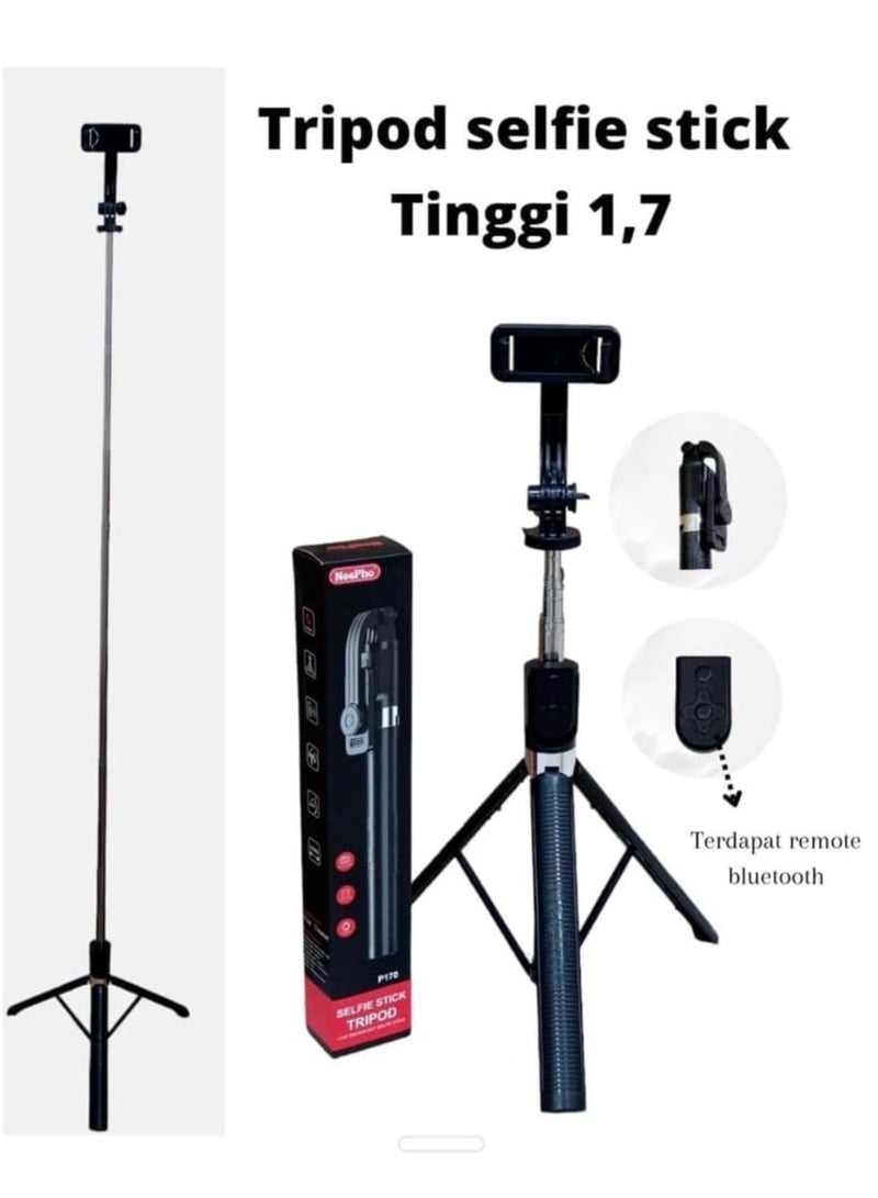 NeePho Bluetooth Selfie Stick with Wireless Remote P170 , Lightweight, Extendable to 132cm, 360° Flexible Tripod, Portable Travel Design, Non-Slip Legs, Compatible with Phones, Cameras, and Lighting Devices - For Professional Photography from Any Angle with High Stability  - Image 3