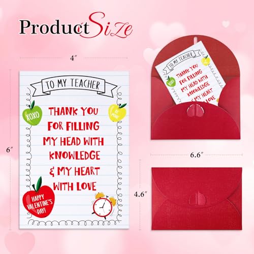 PETCEE Teacher Valentine's Day Card - Thank You Greeting Card & Gift from Student for Teachers 4x6 Inch to My Teacher Appreciation Card Happy Valentines Gift with Envelope - Image 5