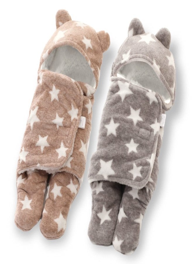 First Kick مجموعة أكياس نوم الأطفال حديثي الولادة من فيرست كيك، عبوة من قطعتين، لون رمادي وبيج، مصنوعة من قماش بوليستر متين وناعم للغاية، مناسبة للأطفال من الجنسين (76 سم × 70 سم، من 0 إلى 6 أشهر). - Image 1