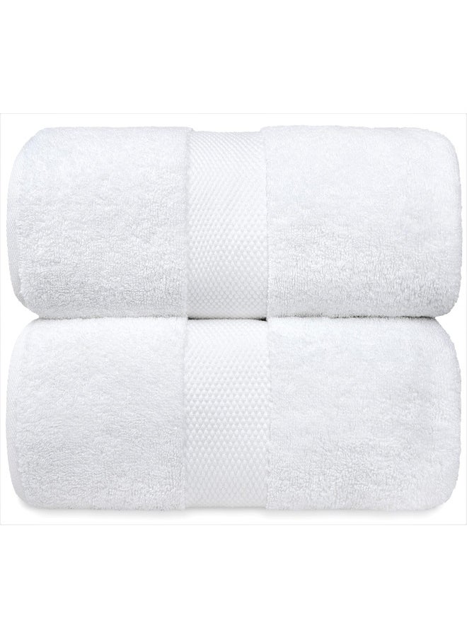White Classic Luxury White Bath Towels Large Circlet Egyptian Cotton Highly Absorbent Hotel Spa Collection Bathroom Towel 30X56 Inch Set Of 2  - Image 2