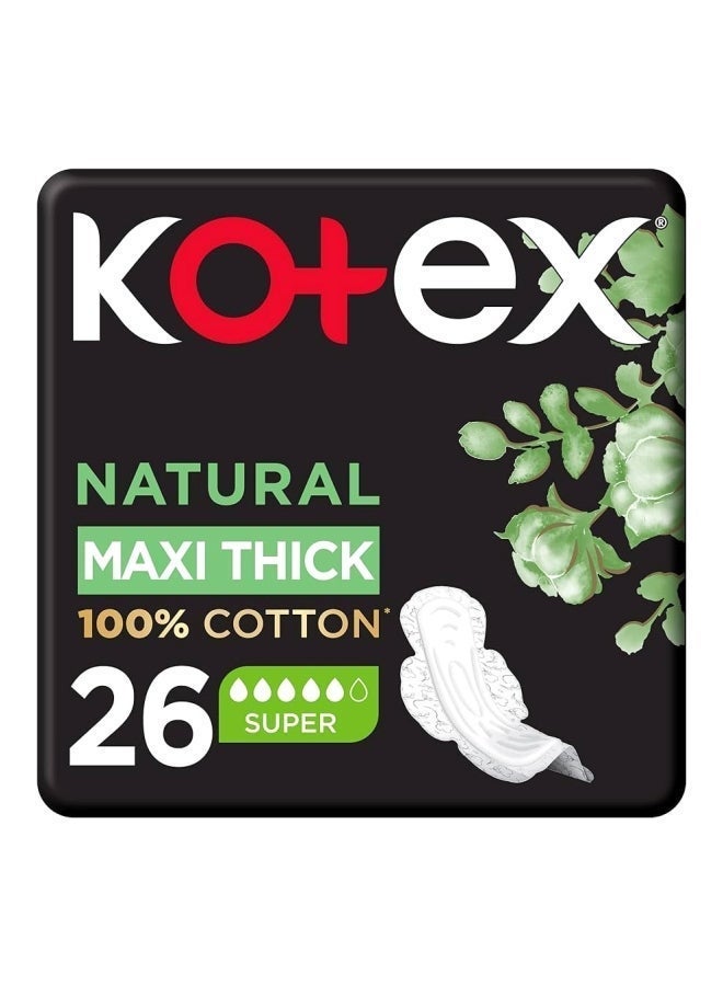 Kotex وسادة ماكسي سميكة، 26 قطعة