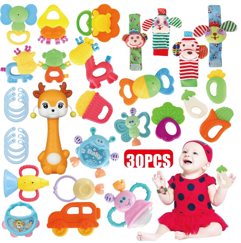 Cocurb 30 Pcs High Contrast Baby Toy Gift Set for Infants Rattles Teething Toys and Wrist Socks Suitable for 6 Months Perfect Baby Gift for Boys and Girls - Image 4