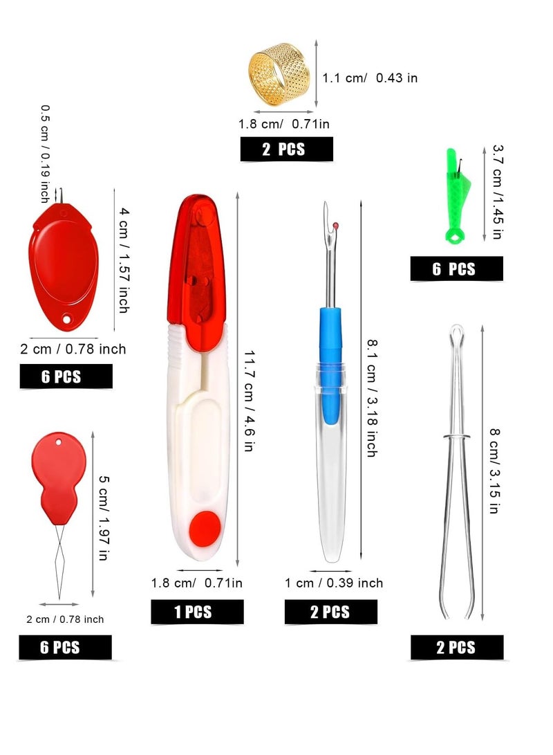 25 Pcs Sewing Needle Threaders Kit, Tweezers, Seam Opener, Thimble, Scissors with Box  - Image 3