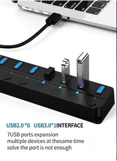 Beirui 7-Port USB Charging Extender with Individual Power Switch and Light, High Speed Data Center Splitter with TYPE C Adapter, 1x 3.0,6x 2.0 for Laptop USB Devices Super Compatible 5Gbps Data Transfer Speed  - Image 5