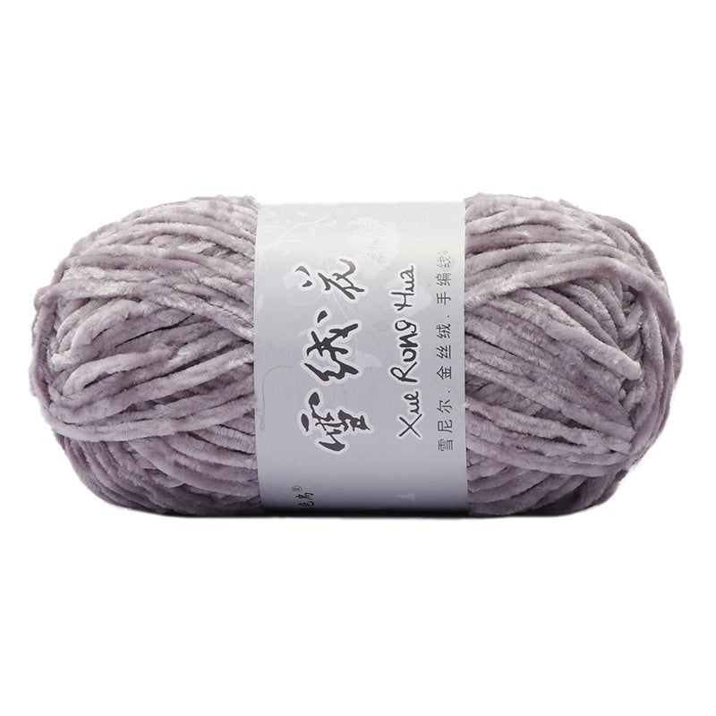 Velvet Chenille Hand Knit Yarn for DIY Scarves Hats 29 purple gray