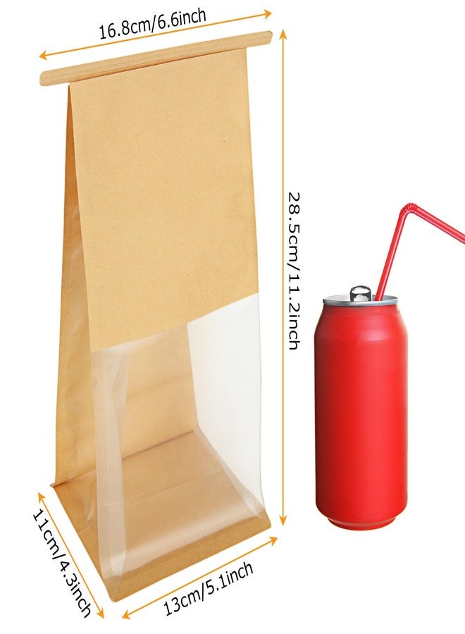 FVIEXE 100PCS Bakery Bags with Window, 5.1 x 4.3 x 11.2 Inch Brown Tin Tie Tab Lock Bags Bakery Cookie Bags, Kraft Paper Cookie Treat Bag for Cookies Packaging Gift Giving Wedding Favors Coffee - Image 2
