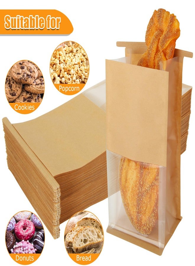 FVIEXE 100PCS Bakery Bags with Window, 5.1 x 4.3 x 11.2 Inch Brown Tin Tie Tab Lock Bags Bakery Cookie Bags, Kraft Paper Cookie Treat Bag for Cookies Packaging Gift Giving Wedding Favors Coffee - Image 4