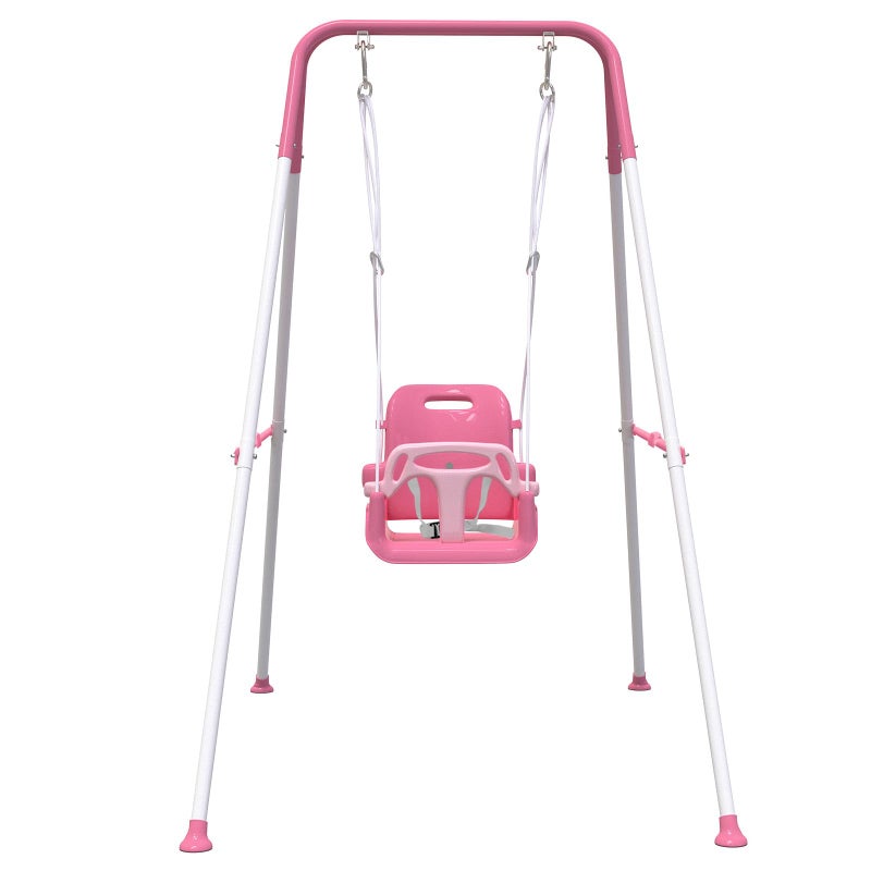 Yozoia Multifunctional Toddler Swing Foldable Baby Swing Outdoor Indoor Use Easily Installable and Storable Swing Sets for Backyard Pink - Image 2