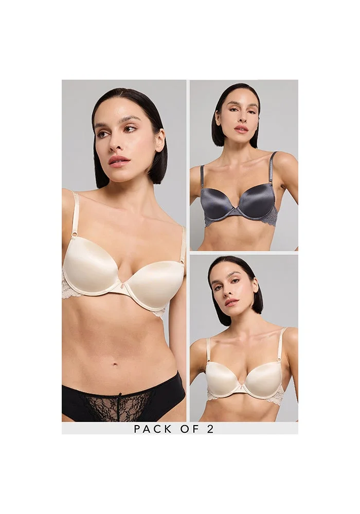 R&b 2 Pack Satin T-Shirt Bras