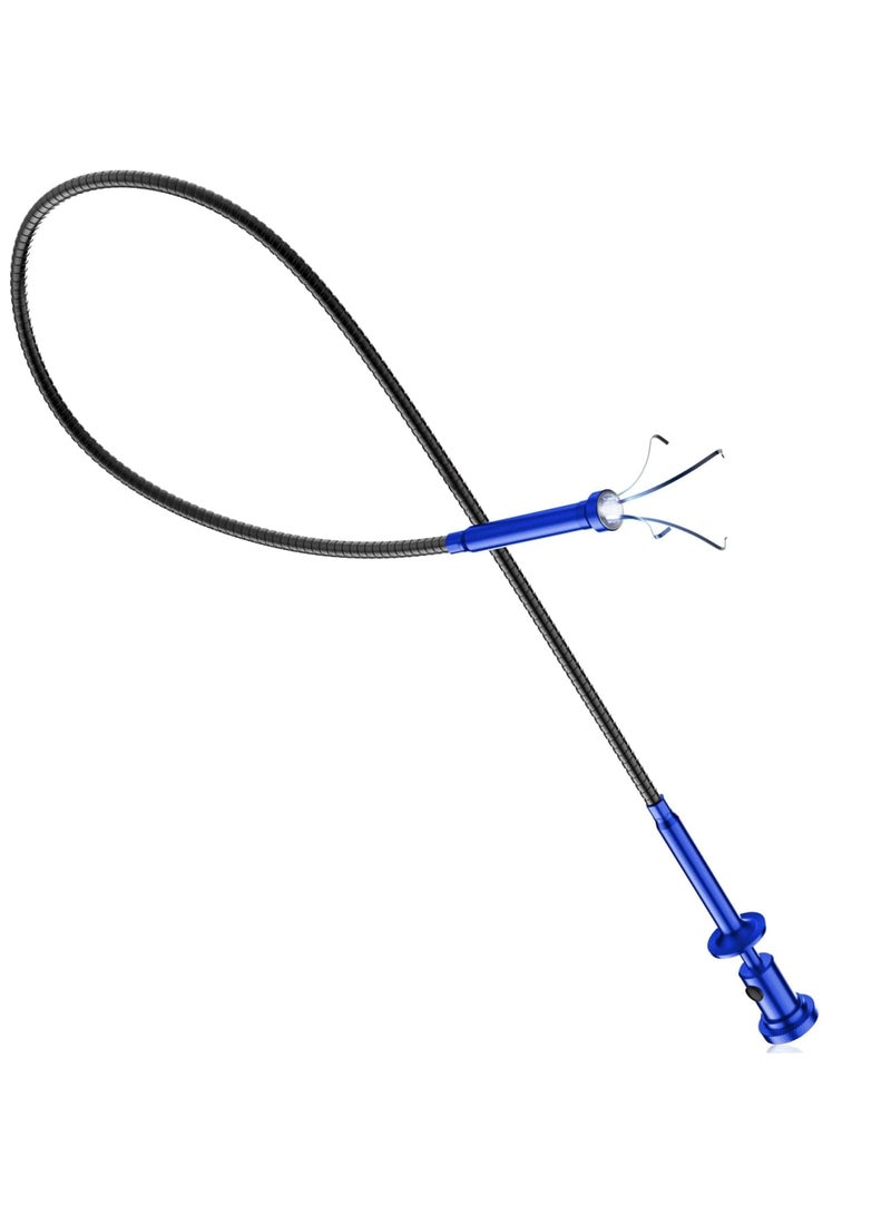 Grabber Tool Magnetic Four-Claw Picker, Bendable Hose Reacher Pickup Sweeper with LED Light Battery, Flexible Long Handy Reaching Assist Tool for Litter Pick/Home Sink/Drain, Blue (28.34in) - Image 1