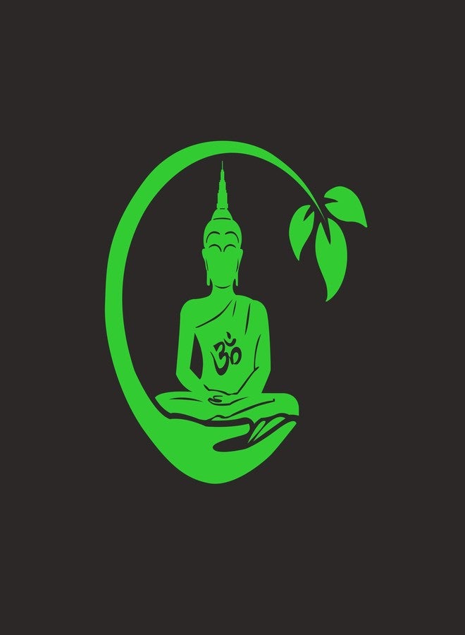 Monk Wish Glow in The Dark Radium Meditating Buddha Floral Wall Sticker (Green, 20x19 CM) - Spiritual Décor - Image 1