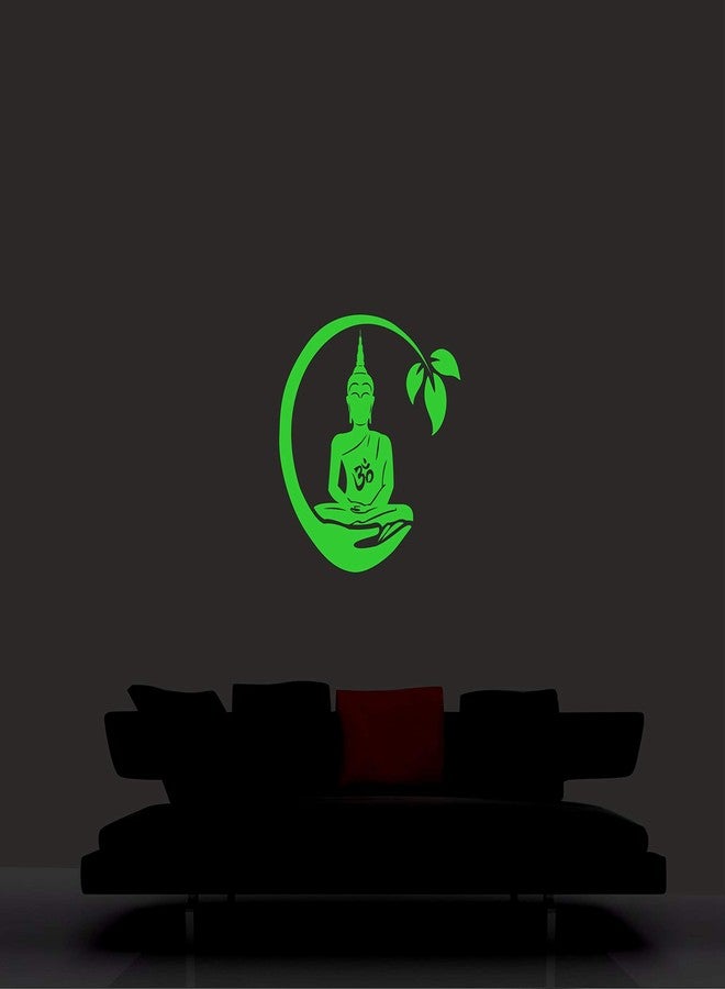 Monk Wish Glow in The Dark Radium Meditating Buddha Floral Wall Sticker (Green, 20x19 CM) - Spiritual Décor - Image 3