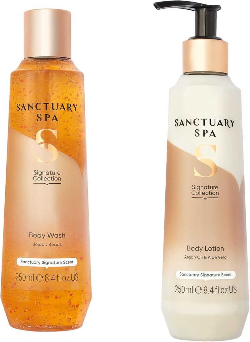 Sanctuary Spa Signature Collection Body Care Routine Body Wash and Body Lotion 250ml Self Care Vegan and Cruelty Free