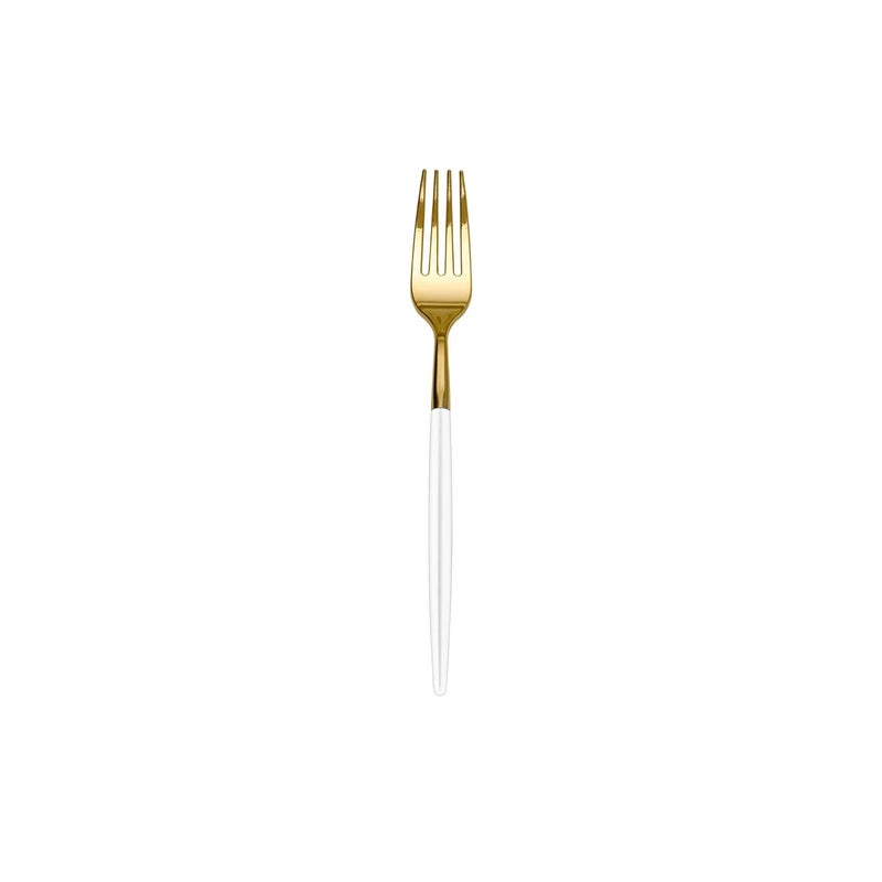 Trendables 120 Pack Two Toned Heavy Duty Plastic Silverware Forks- Stunning Dual Colored White And Gold Disposable Plastic Forks - Disposable Utensils For Wedding Parties And All Occasions - Image 2