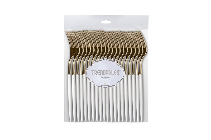 Trendables 120 Pack Two Toned Heavy Duty Plastic Silverware Forks- Stunning Dual Colored White And Gold Disposable Plastic Forks - Disposable Utensils For Wedding Parties And All Occasions - Image 4