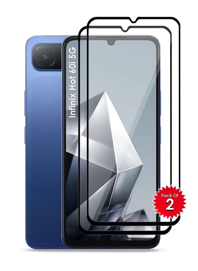 Infinix Hot 60i 5G Screen Protector 2 Pack - Premium Full Screen Tempered Glass For Infinix Hot 60i 5G , High Transparency, Delicate Touch, Anti-Explosion, Smooth Arc Edges, Easy Installation - Image 1
