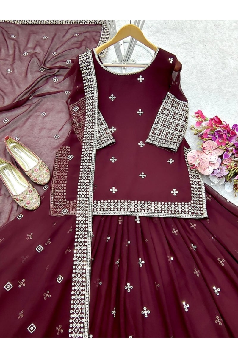 بلوزة جورجيت مزهرة مع ليهينغا ودوباتا - HRT2482 - M - Image 3