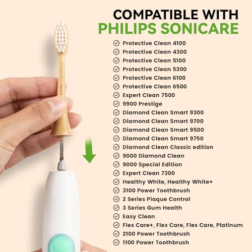 PONPACE Bamboo Toothbrush Heads Compatible with Philips Sonicare, Soft Castor-Oil Bristles, Biodegradable Toothbrush Replacement Heads, Eco-Friendly & Daily Cleaning - Image 2