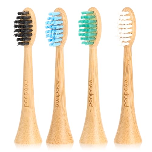 PONPACE Bamboo Toothbrush Heads Compatible with Philips Sonicare, Soft Castor-Oil Bristles, Biodegradable Toothbrush Replacement Heads, Eco-Friendly & Daily Cleaning - Image 1