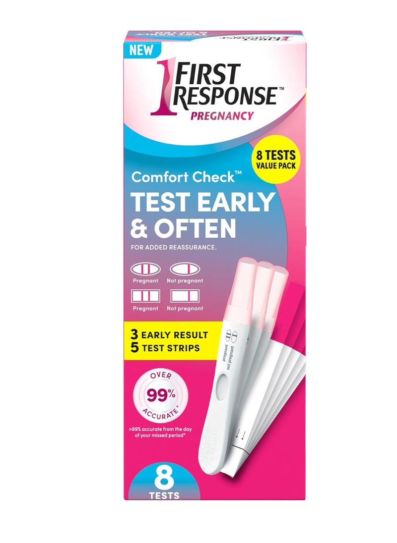 FIRST RESPONSE - FIRST RESPONSE Comfort Check Pregnancy Test 8 Count Pink & White - Image 1