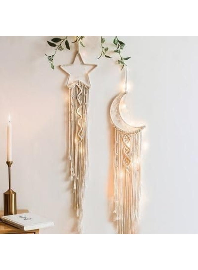 ناما "دلاية مكرمية نجمة وهلال رمضان | زينة حائط بوهو بخيوط قطنية أنيقة - ديكور رمضاني مميز للمنزل والمناسبات" - Image 1