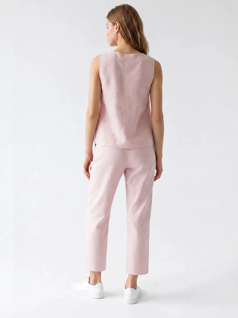 Mixray Powder Pink MIXRAY Sleeveless Crepe Jumpsuit for Women | Best Price UAE