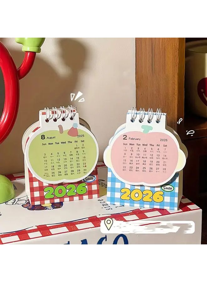 Mini Apple Desk Calendar 2026 Red With Monthly Tabs Daily Checkboxes - Image 3