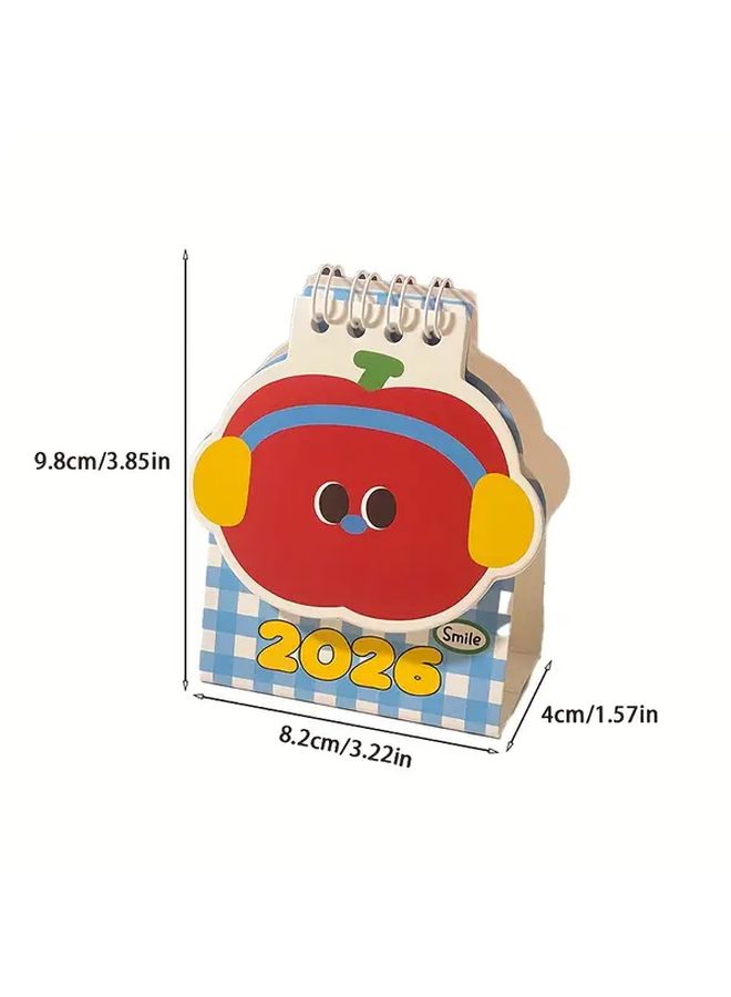 Mini Apple Desk Calendar 2026 Red With Monthly Tabs Daily Checkboxes - Image 2